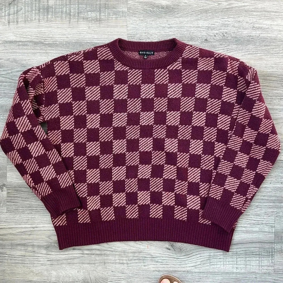 Love  Ellie Red Checked Sweater Sz XL - Picture 1 of 7